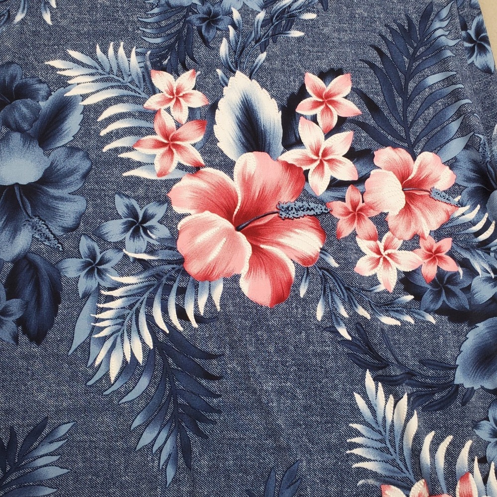 sjs Hibiscus Floral Woman's Sleeveless Dress Sz MED Tropical Maxi Tank Blue/Pink - Picture 5 of 10